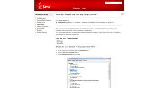 
                            4. How do I enable and view the Java Console?
