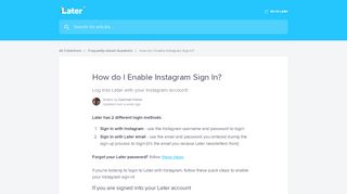 
                            9. How do I Enable Instagram Sign In? | Later Help Center