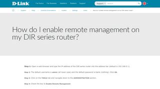 
                            4. How do I enable remote management on my DIR ... - D-Link