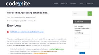 
                            8. How do I find Apache http server log files? – Code A Site Blog