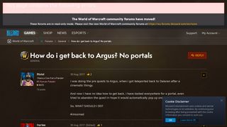 
                            1. How do i get back to Argus? No portals - World of Warcraft Forums ...