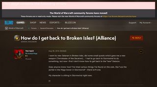 
                            1. How do I get back to Broken Isles? (Alliance) - World of Warcraft ...