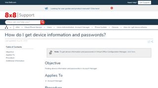 
                            9. How do I get device information and passwords? - 8x8 Support