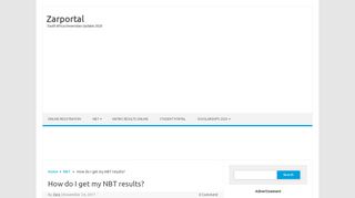 
                            5. How do I get my NBT results? - Zarportal