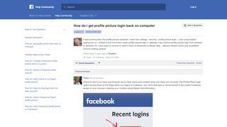 
                            2. How do i get profile picture login back on computer | Facebook ...