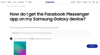 
                            2. How do I get the Facebook Messenger app on my Samsung Galaxy ...