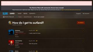 
                            1. How do I get to Outland? - World of Warcraft Forums - Blizzard ...