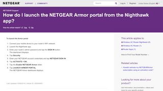 
                            9. How do I launch the NETGEAR Armor portal from the Nighthawk app ...