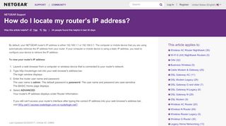 
                            4. How do I locate my router's IP address? | Answer | NETGEAR Support