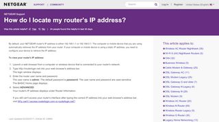 
                            6. How do I locate my router’s IP address? - Netgear