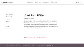 
                            6. How do I log in? - Klarna UK