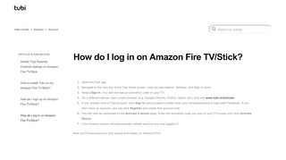 
                            11. How do I log in on Amazon Fire TV/Stick? – Help Center