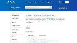 
                            4. How do I log in to developer.paypal.com?