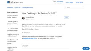 
                            2. How Do I Log In To FurtherEd CPE? – Lawline Support