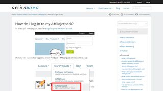 
                            2. How do I log in to my AffiloJetpack? | Affilorama