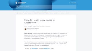 
                            2. How do I log in to my course on Labster.com? | Labster Help ...