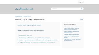 
                            6. How do I log in to my DandB account? – Dun & Bradstreet