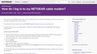 
                            8. How do I log in to my NETGEAR cable modem? | Answer ...