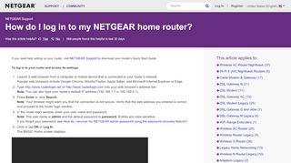 
                            1. How do I log in to my NETGEAR home router? | Answer | NETGEAR ...