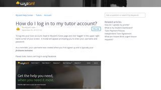 
                            3. How do I log in to my tutor account? – Wyzant Help …