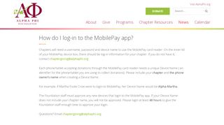 
                            4. How do I log-in to the MobilePay app? - Alpha Phi Foundation