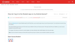 
                            9. How do I log in to the Student app on my Androi... | Canvas LMS ...