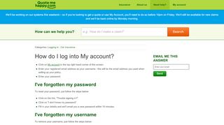 
                            2. How do I log into My account? - Quotemehappy.com