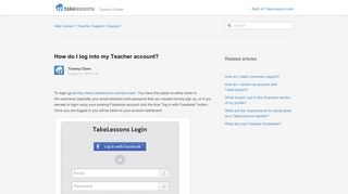 
                            2. How do I log into my Teacher account? - Support - TakeLessons.com