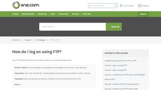 
                            2. How do I log on using FTP? – Support | One.com