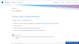 
                            2. How do I login to Telstra webmail? - Support - Telstra