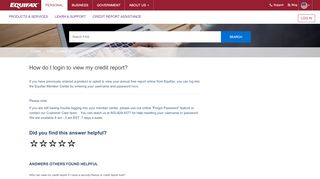 
                            9. How do I login to view my credit report? - Equifax