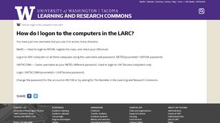 
                            3. How do I logon to the computers in the LARC? | UW Tacoma
