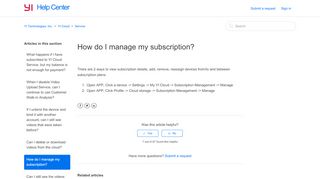 
                            1. How do I manage my subscription? – YI Technologies, Inc.
