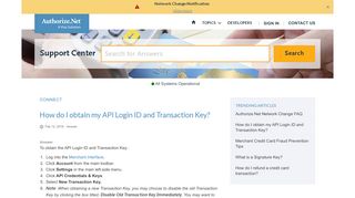 
                            2. How do I obtain my API Login ID and Transaction Key? - Authorize.net ...