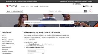 
                            9. How do I pay my Macy's Credit Card online?