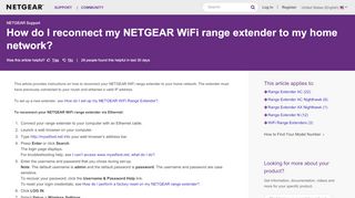 
                            2. How do I reconnect my NETGEAR WiFi range extender to my ...