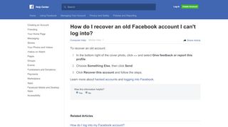
                            5. How do I recover an old Facebook account I can't log into ...