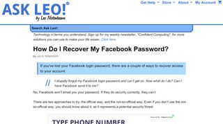 
                            9. How Do I Recover My Facebook Password? - Ask Leo!