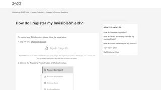 
                            7. How do I register my InvisibleShield? – Welcome to ZAGG Care