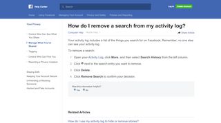 
                            7. How do I remove a search from my activity log? | Facebook ...