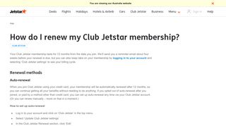 
                            2. How do I renew my Club Jetstar membership? | Jetstar