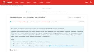 
                            8. How do I reset my password as a student? | Canvas LMS ...