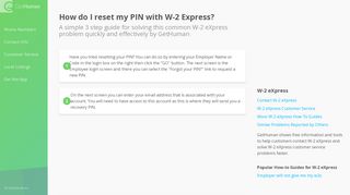 
                            6. How do I reset my PIN with W-2 Express? | How-To Guide