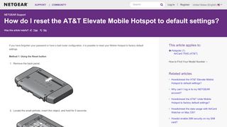 
                            8. How do I reset the AT&T Elevate Mobile Hotspot to default ...