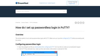 
                            9. How do I set up passwordless login in PuTTY? – DreamHost