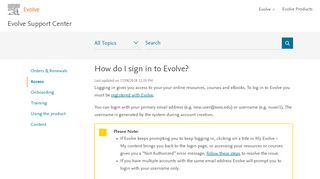 
                            11. How do I sign in to Evolve? - Evolve Support Center