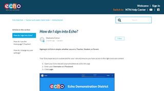 
                            1. How do I sign into Echo? – Echo Help Desk