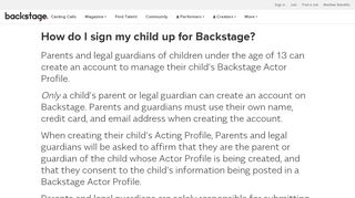 
                            4. How do I sign my child up for Backstage?