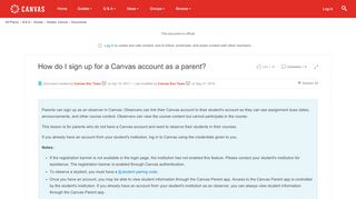 
                            4. How do I sign up for a Canvas account as a parent ...