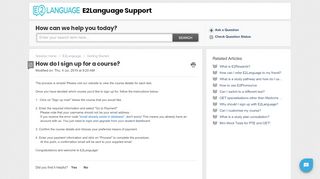
                            5. How do I sign up for a course? : E2Language Support